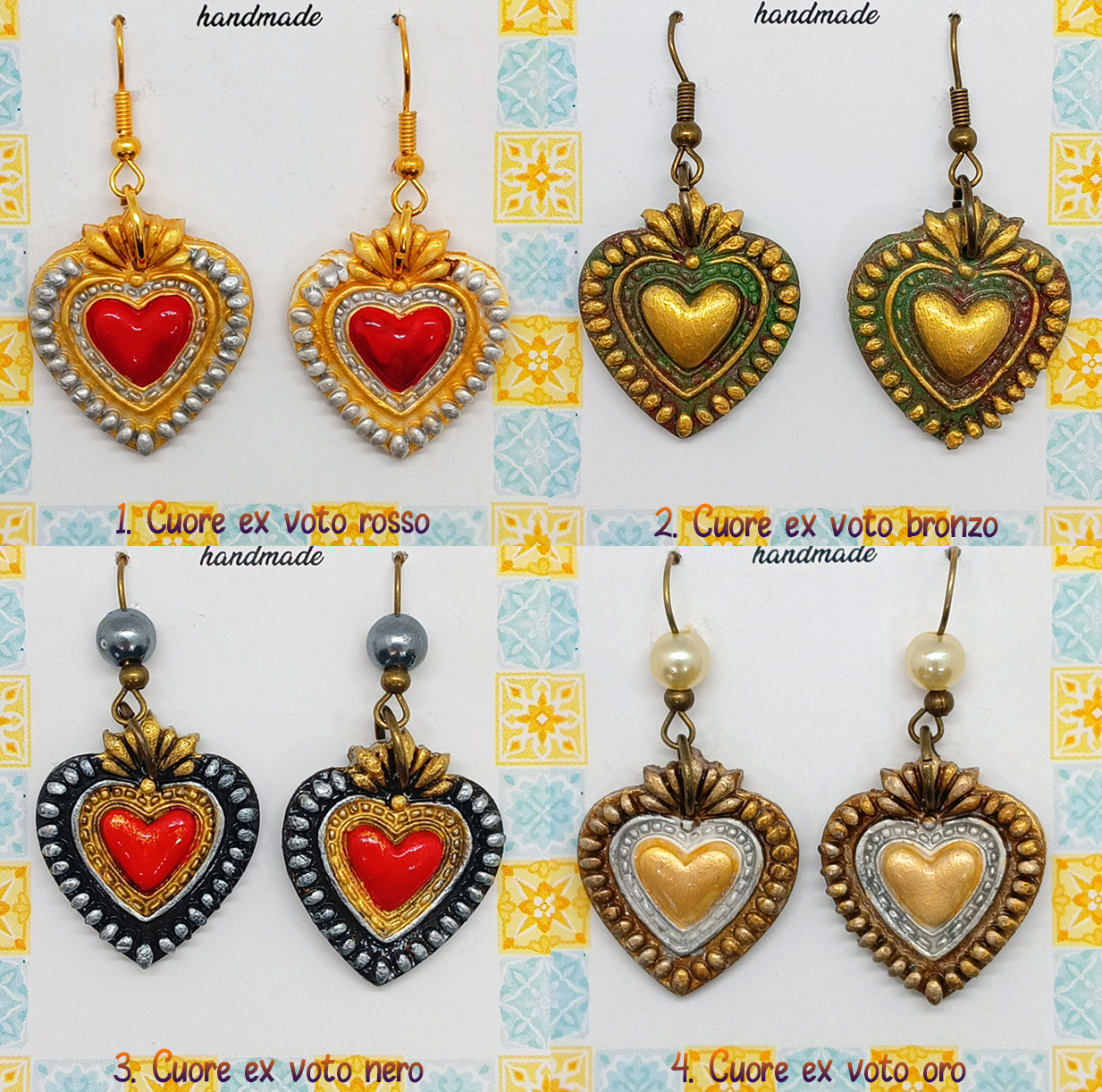 8. Orecchini dipinti a mano Cuore ex voto