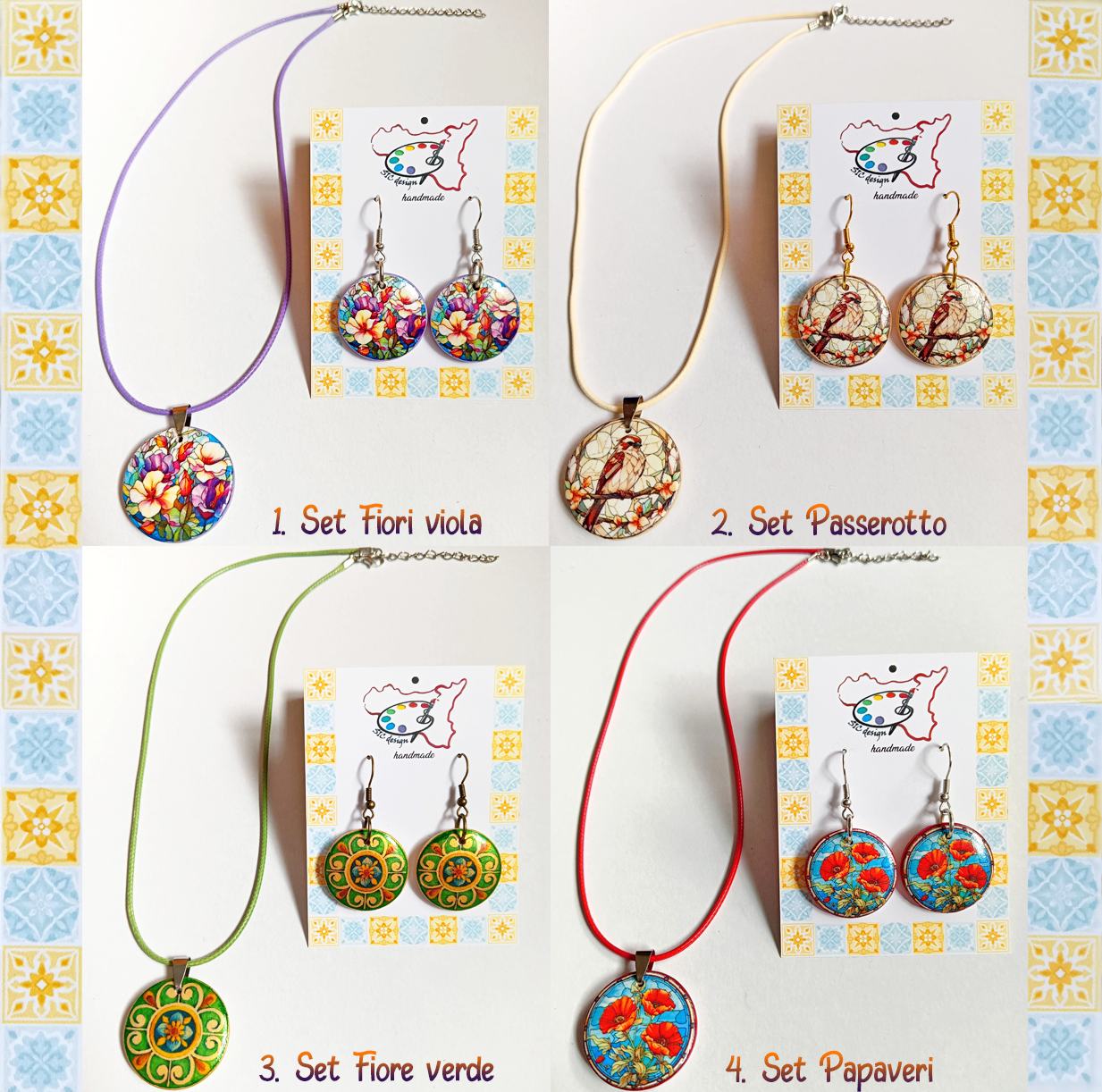 Collana e Orecchini siciliani artigianali in legno 2