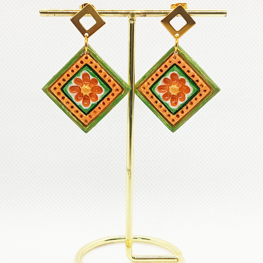 13. Orecchini artigianali Dipinti a mano - Petali salmone oro