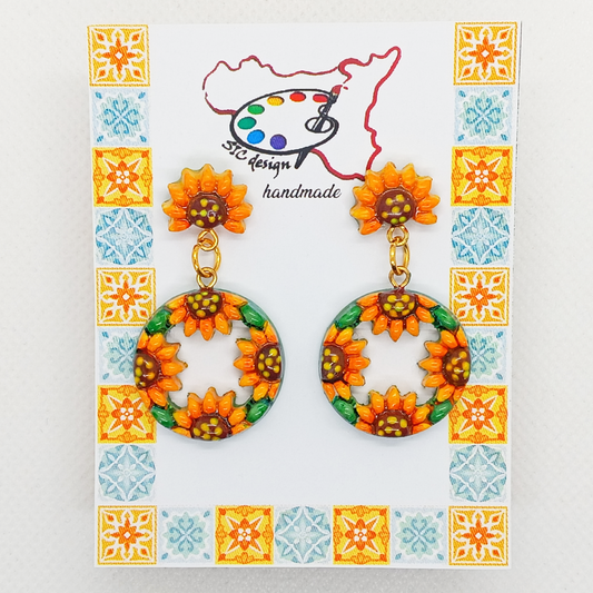 02. Orecchini Dipinti a mano - Girasoli
