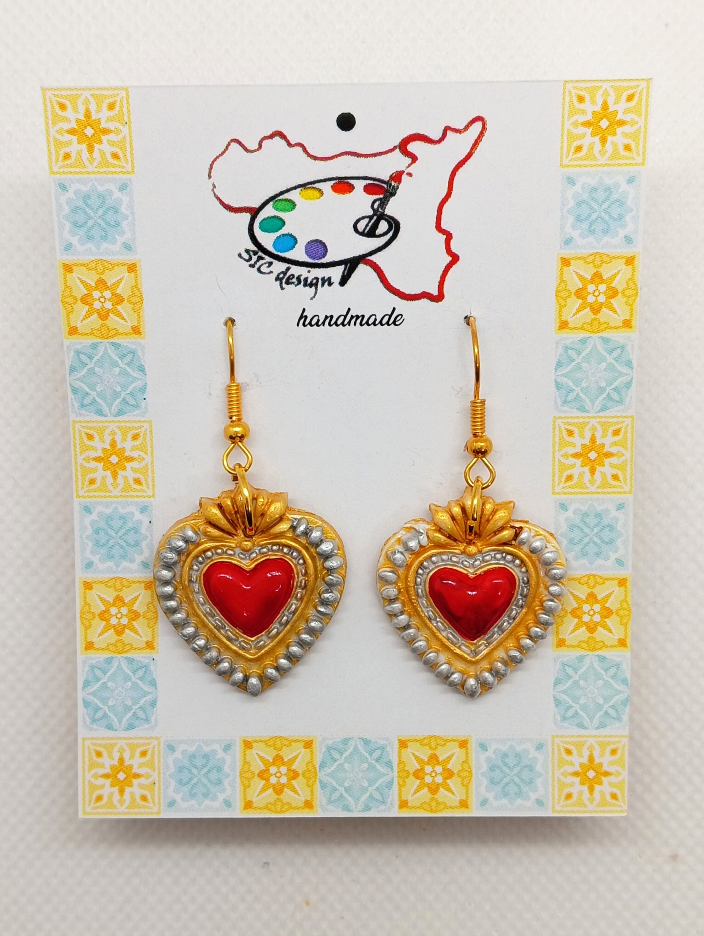8. Orecchini dipinti a mano Cuore ex voto