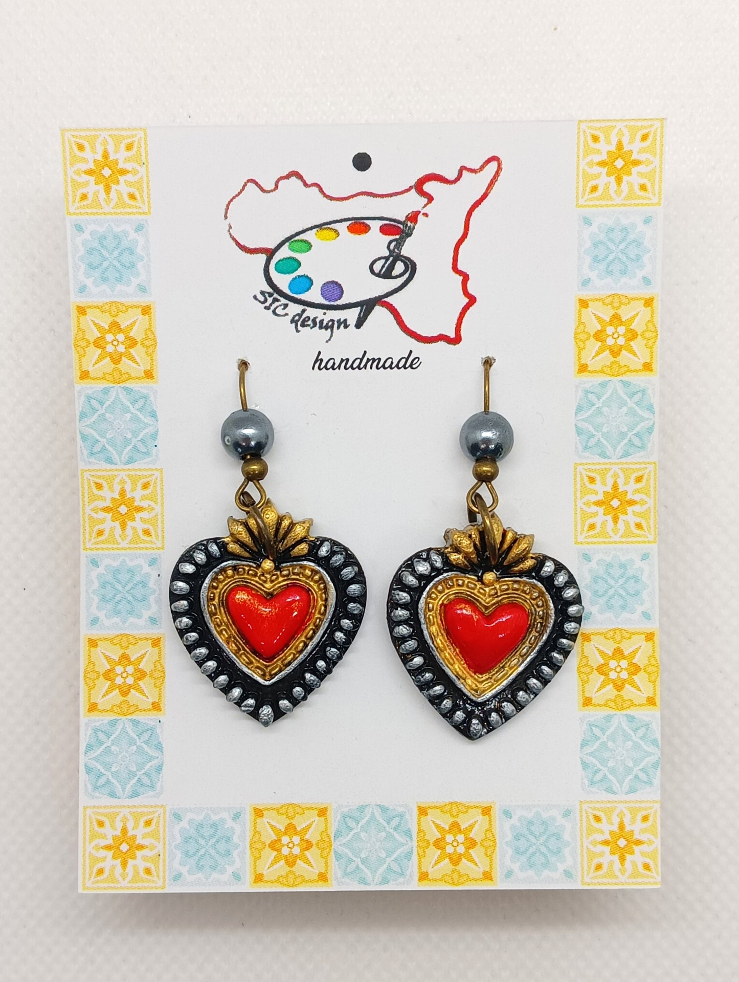 8. Orecchini dipinti a mano Cuore ex voto