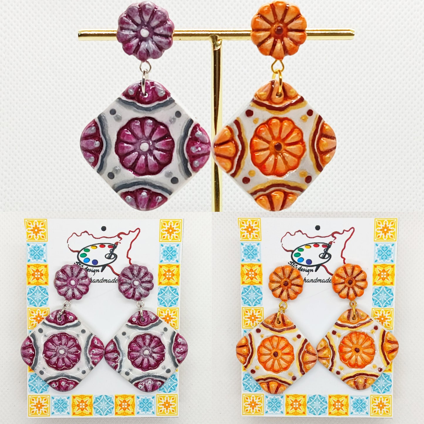 Hand-Painted Earrings – Flowers of Sicily