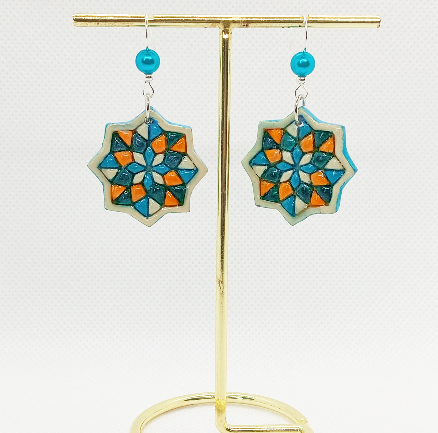 07. Orecchini Artigianali Dipinti a Mano – Stella Ottagonale