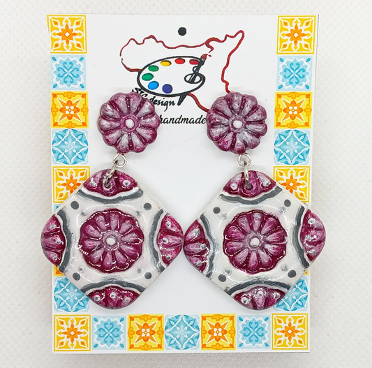 14. Orecchini Artigianali Dipinti a Mano – Fiori di Sicilia
