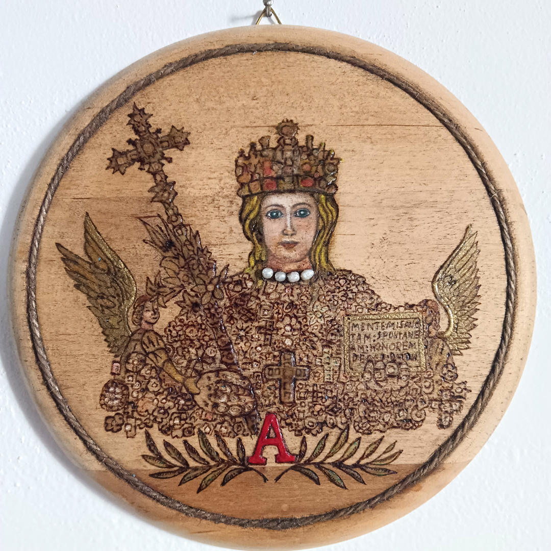 Sant'Agata pirografia e pittura su legno Sant'Agata