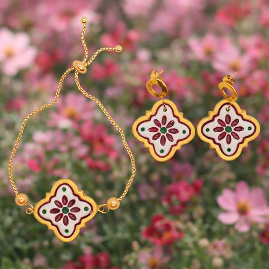 06. Set coordinato Orecchini e Bracciale Dipinti a Mano