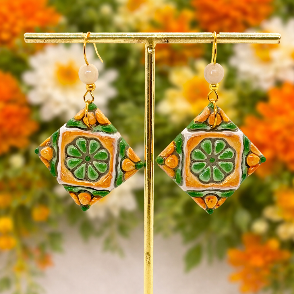 09. Set Maiolica Fiorita - Orecchini e Collana Dipinti a Mano e Orecchini Dipinti a Mano