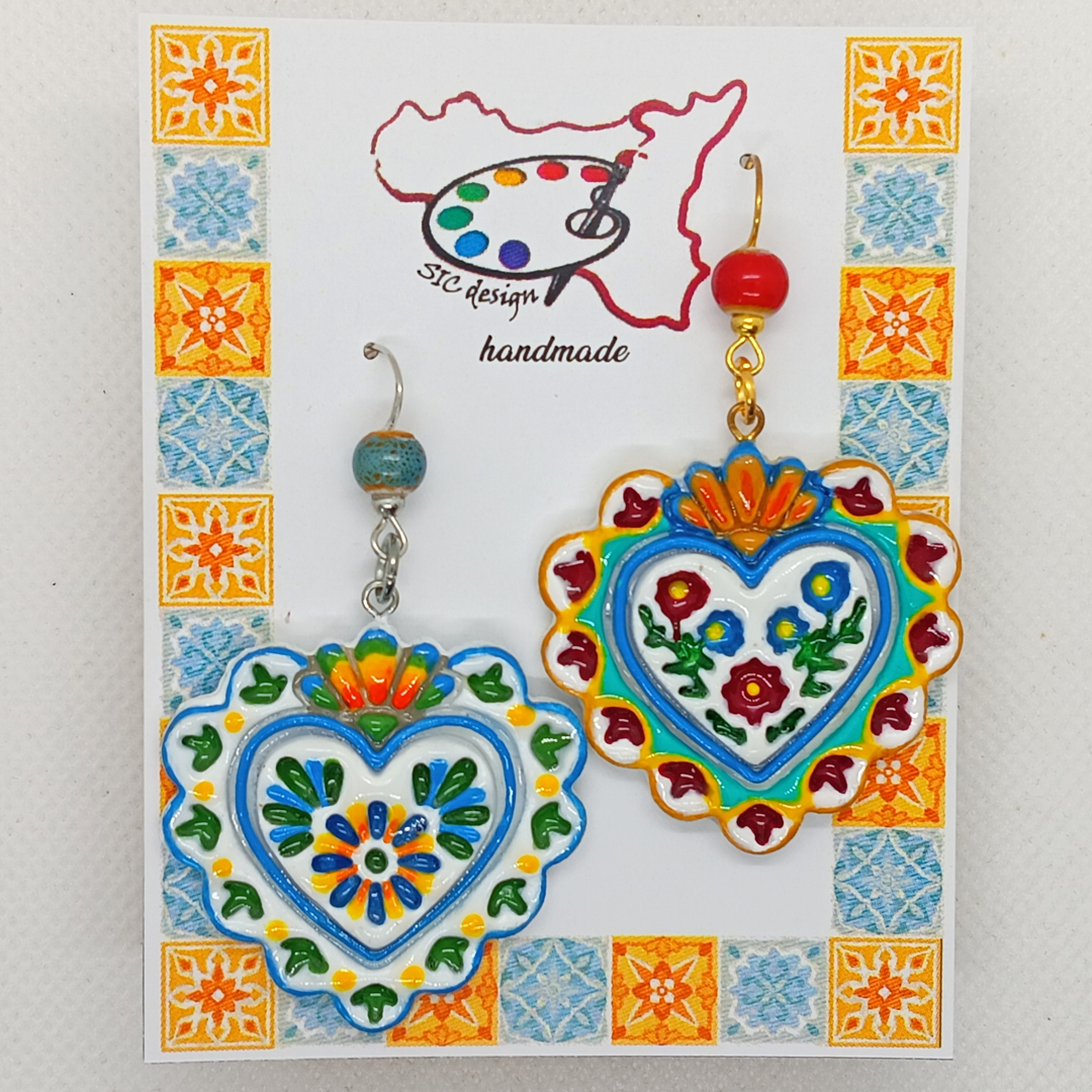 07. Orecchini Collezione Cuori Dipinti a Mano - Due modelli diversi