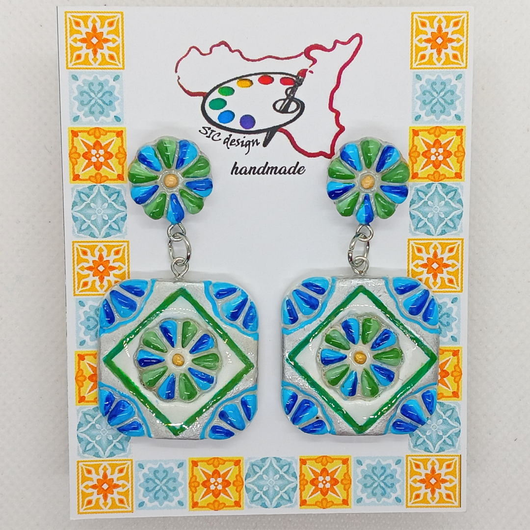 03. Orecchini Dipinti a mano Collezione Eleganza Floreale -  Due varianti