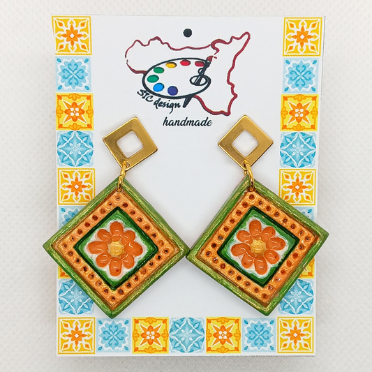 13. Orecchini artigianali Dipinti a mano - Petali salmone oro