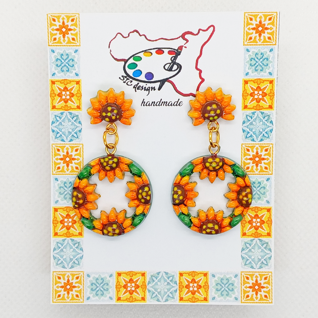 02. Orecchini Dipinti a mano - Girasoli