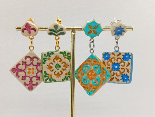 02. Orecchini Dipinti a mano Collezione Maiolica - Quattro Varianti Uniche