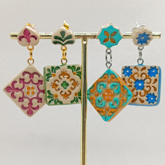 02. Orecchini Dipinti a mano Collezione Maiolica - Quattro Varianti Uniche