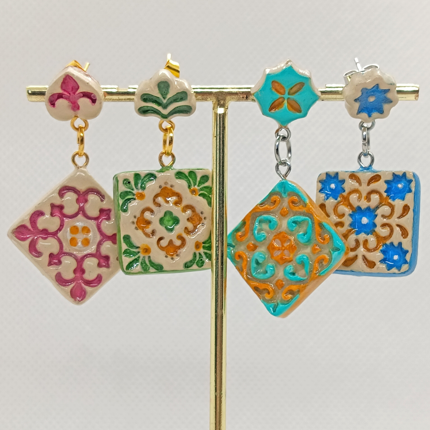 Hand-Painted Earrings from the Maiolica Collection - Four Unique Variations