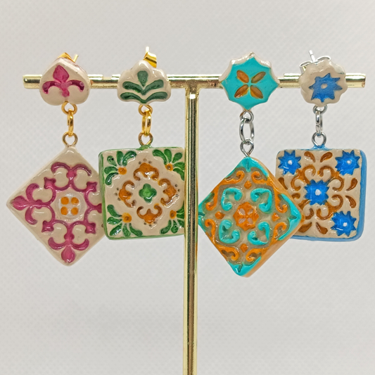 02. Orecchini Dipinti a mano Collezione Maiolica - Quattro Varianti Uniche