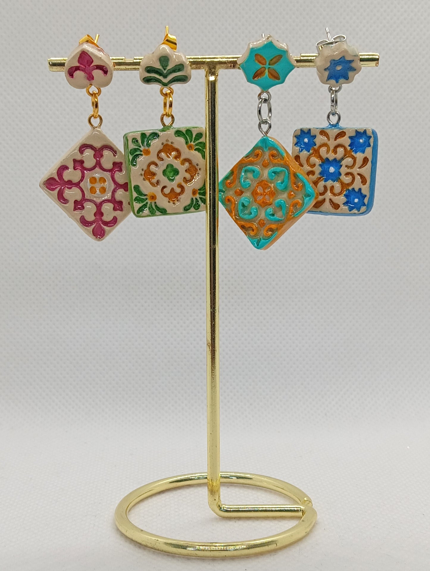 02. Orecchini Dipinti a mano Collezione Maiolica - Quattro Varianti Uniche