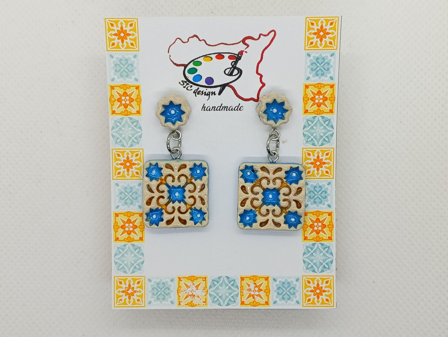 02. Orecchini Dipinti a mano Collezione Maiolica - Quattro Varianti Uniche
