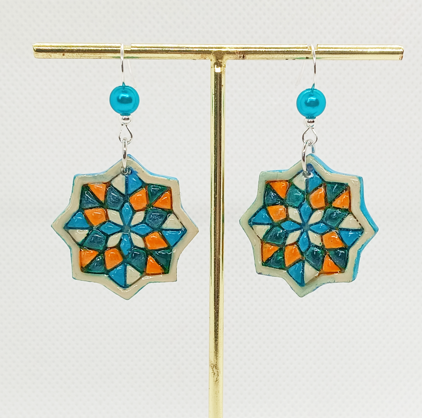 07. Orecchini Artigianali Dipinti a Mano – Stella Ottagonale