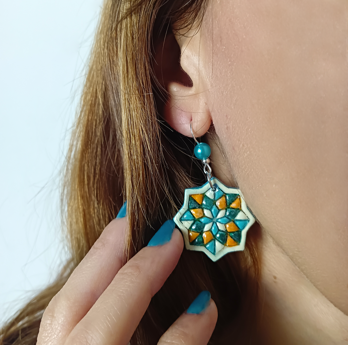 07. Orecchini Artigianali Dipinti a Mano – Stella Ottagonale