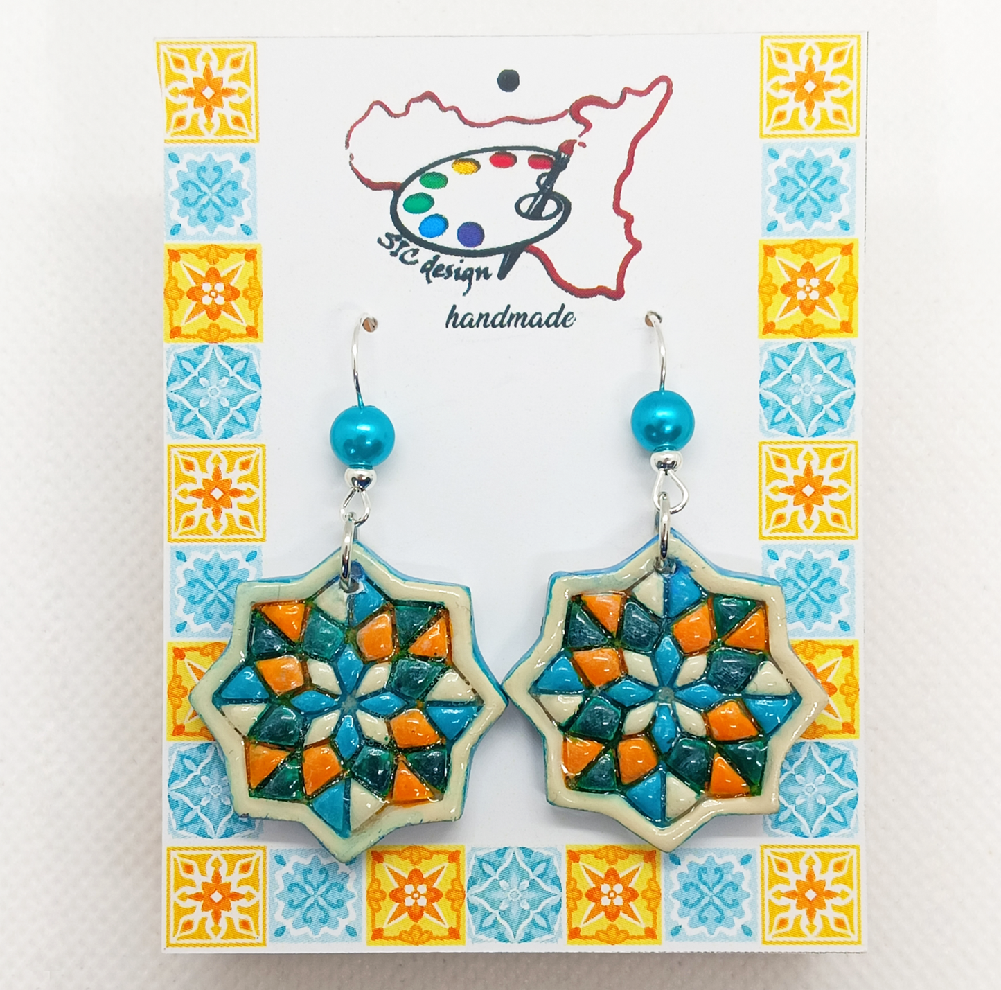 07. Orecchini Artigianali Dipinti a Mano – Stella Ottagonale