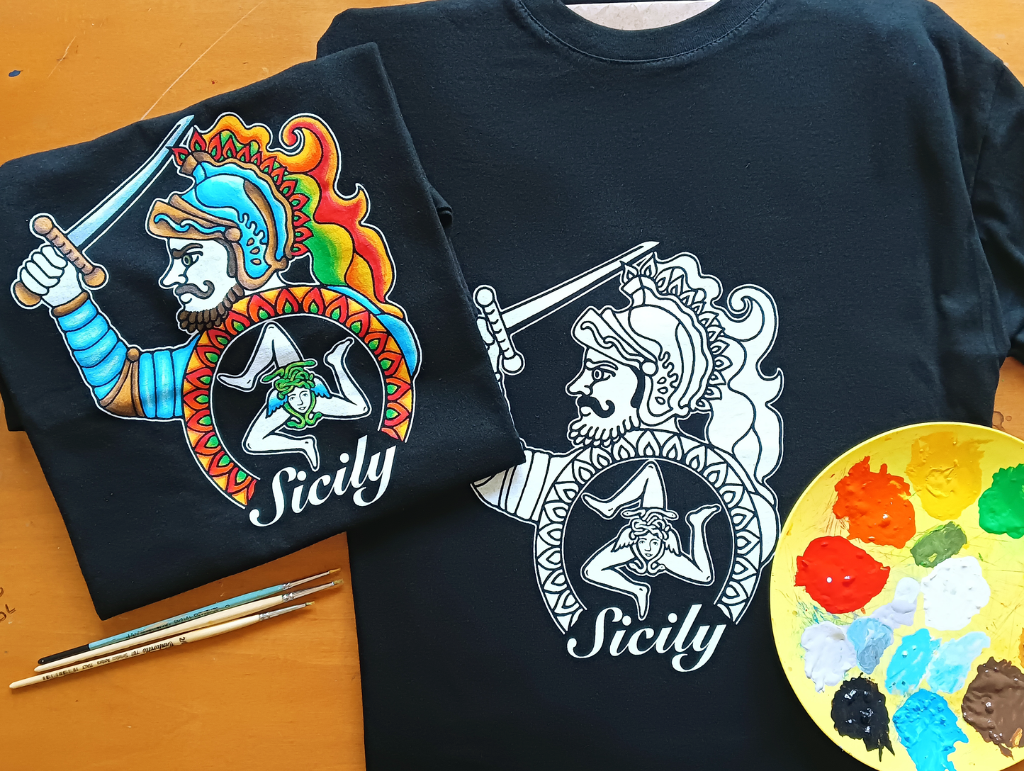 Hand-painted T-shirts for men and women - Paladin