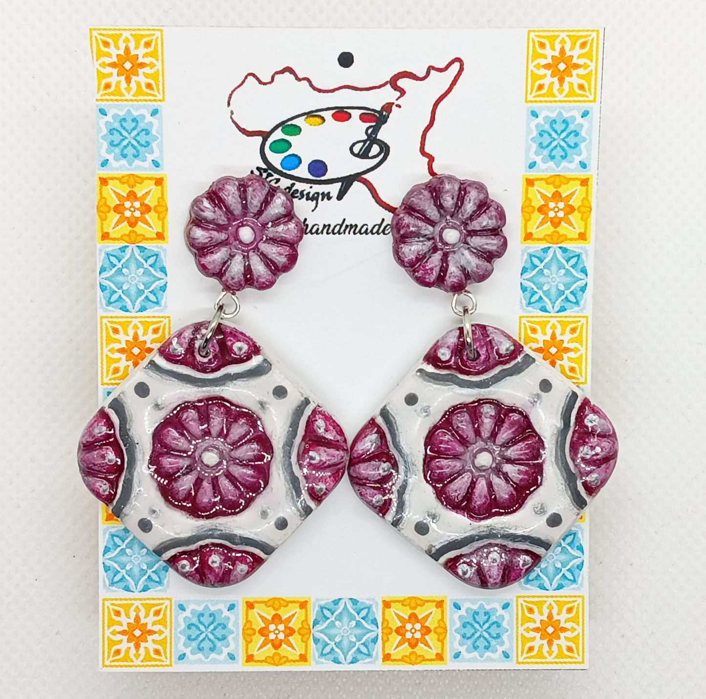 03. Orecchini Artigianali Dipinti a Mano – Fiori di Sicilia
