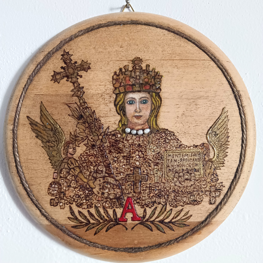 Sant'Agata pirografia e pittura su legno