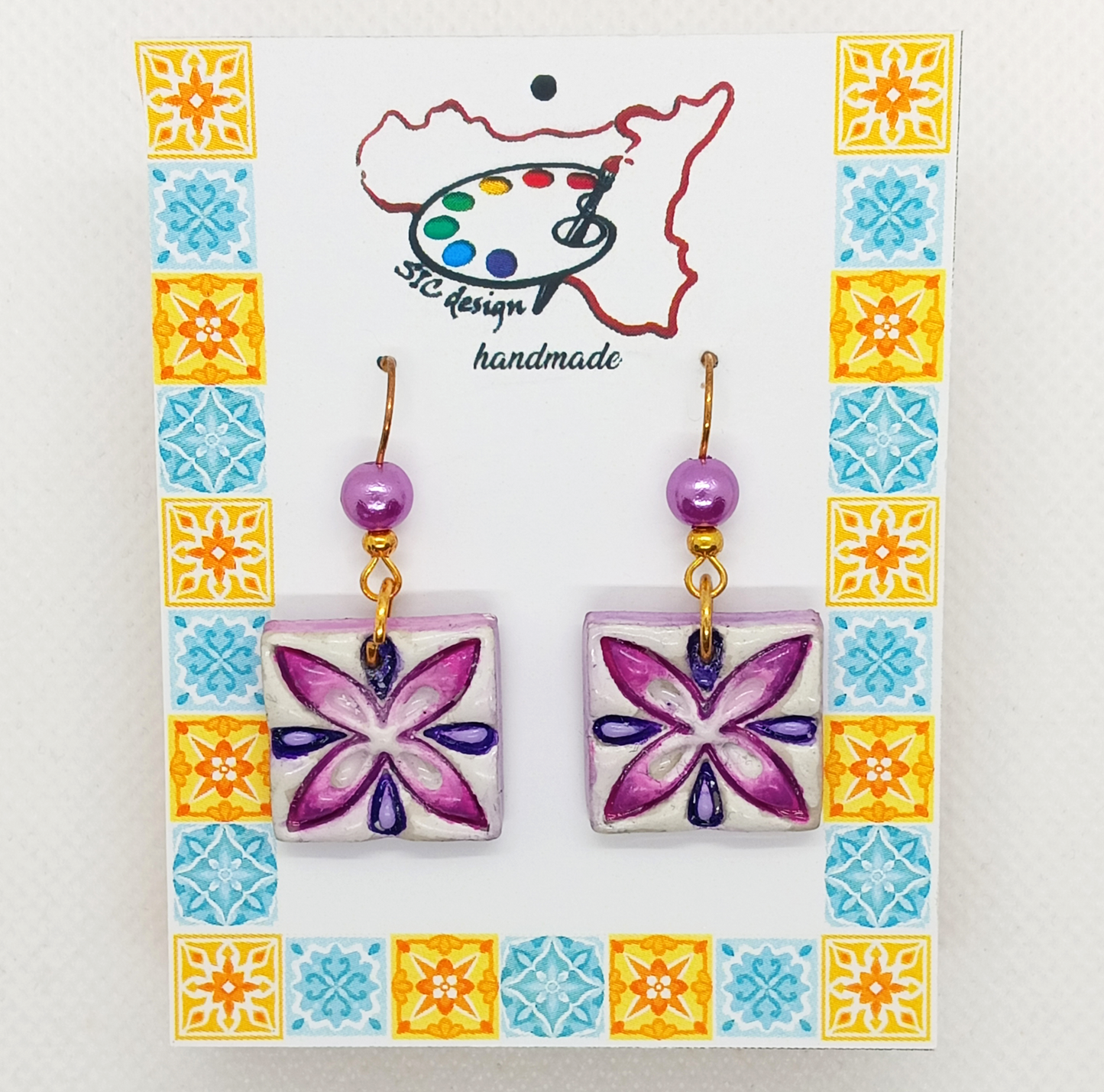 02. Set coordinato Orecchini e Bracciale Dipinti a Mano  – Petali Viola