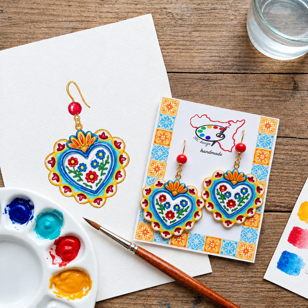 Hand-Painted Hearts Collection Earrings – Two styles