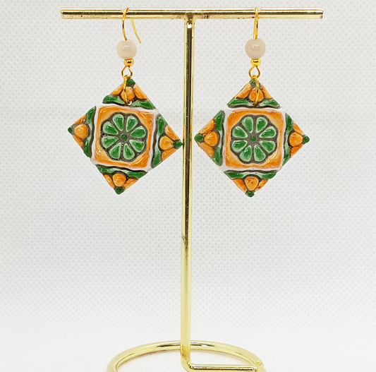 15. Orecchini Artigianali Dipinti a Mano – Maiolica Fiorita