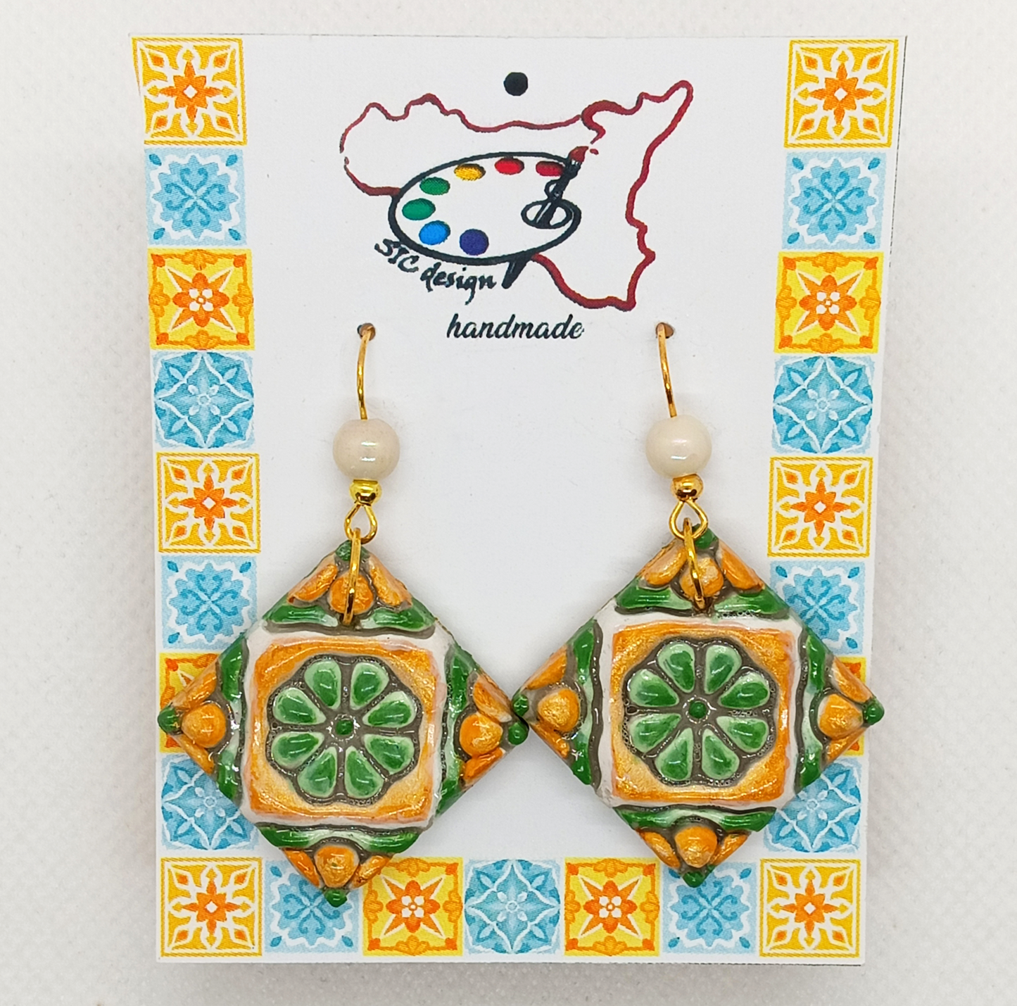 09. Set Maiolica Fiorita - Orecchini e Collana Dipinti a Mano e Orecchini Dipinti a Mano