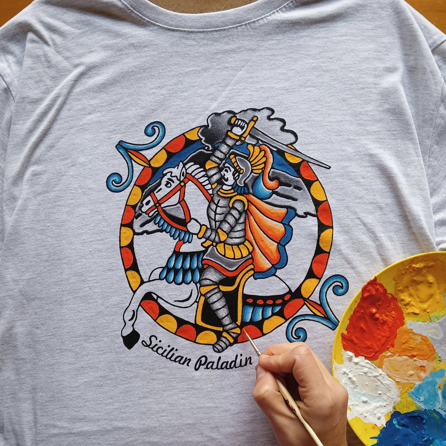 Sicilian paladin Handpainted man's and woman's T-shirts